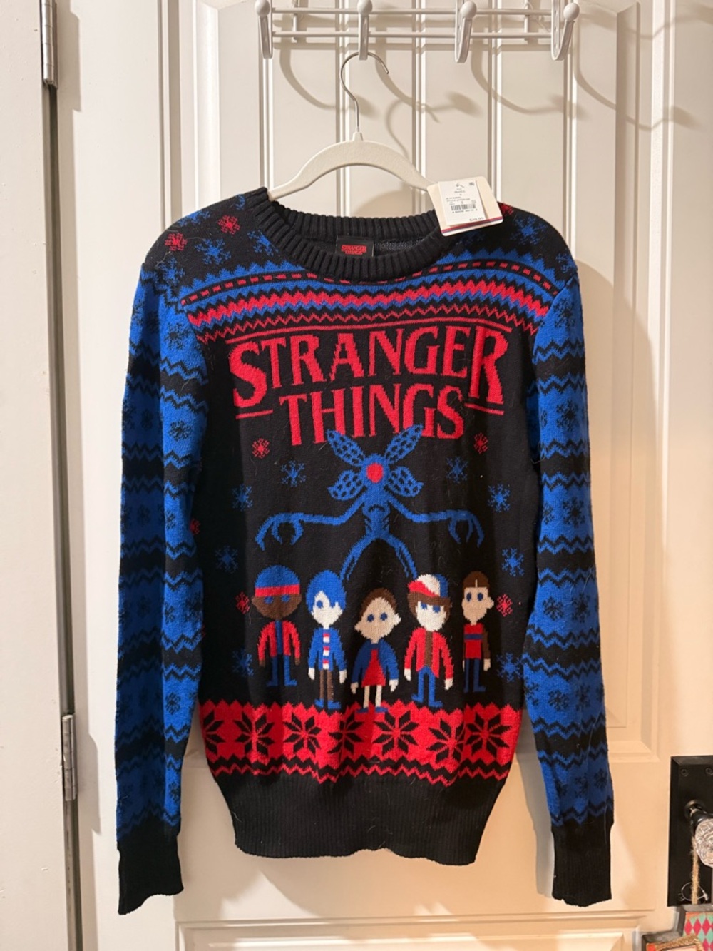 Stranger Things Crewneck Sweater - Black/Blue/Red